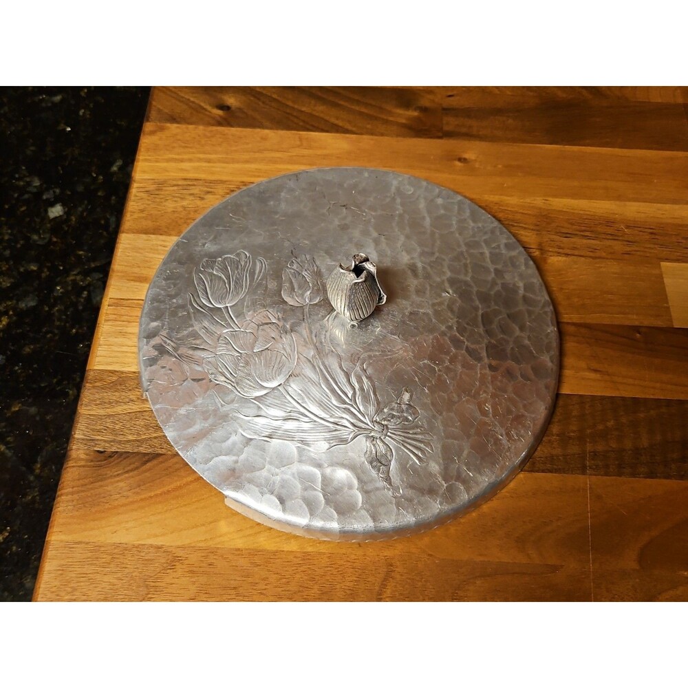 Vintage Rodney Kent Hammered Aluminum Lid Tulip Finial Replacement Topper
